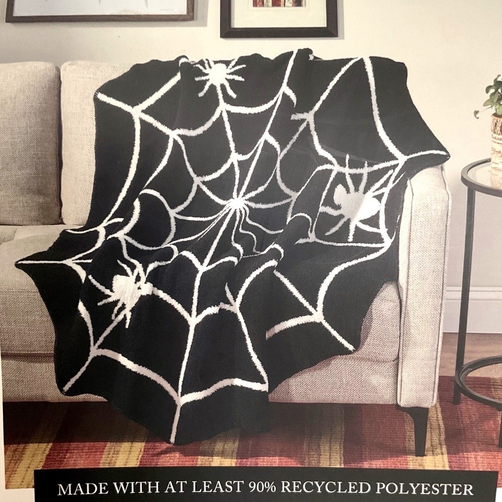 VIRAL Cupcakes and Cashmere Spiderweb Shaped Throw Blanket Halloween 50" NEW